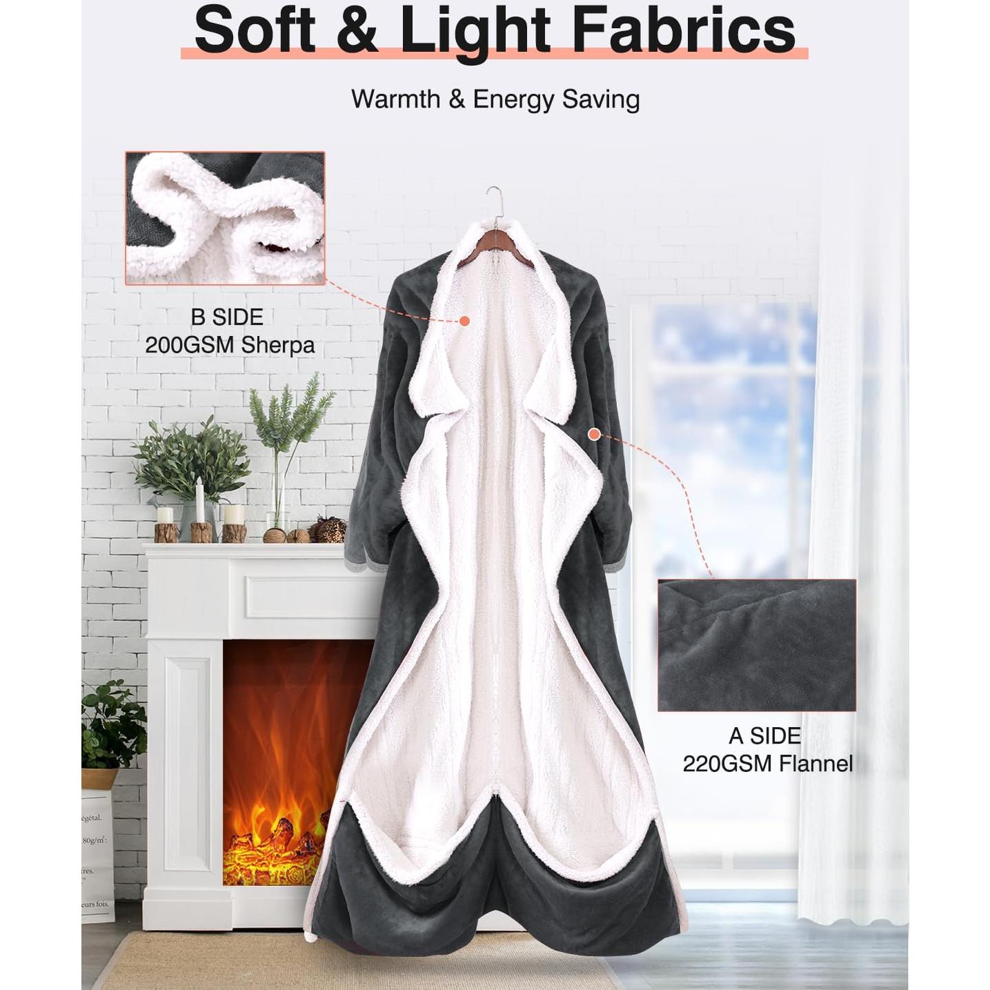 Manta Térmica Eléctrica Yokimisu 127x178 cm Gris con Mangas