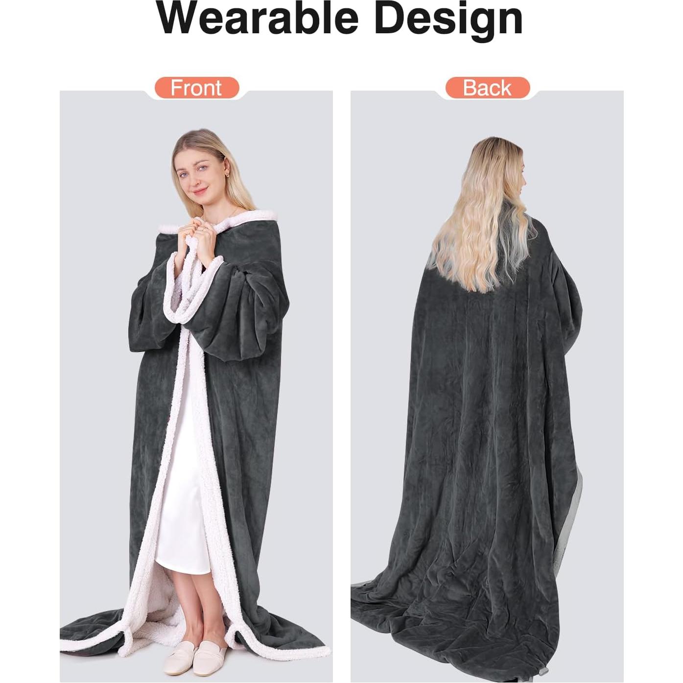 Manta Térmica Eléctrica Yokimisu 127x178 cm Gris con Mangas