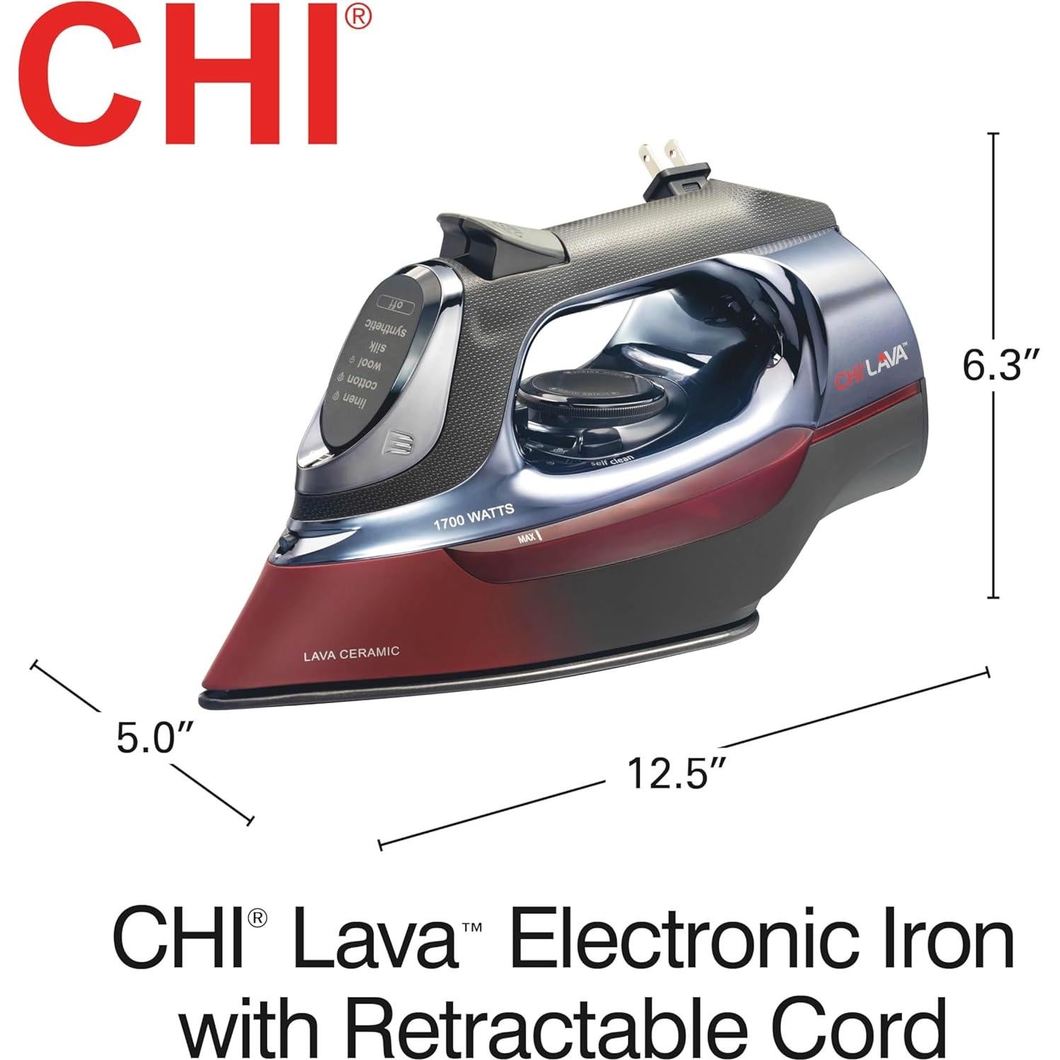 Plancha de Vapor CHI 1700W con Cable Retráctil 2.44m