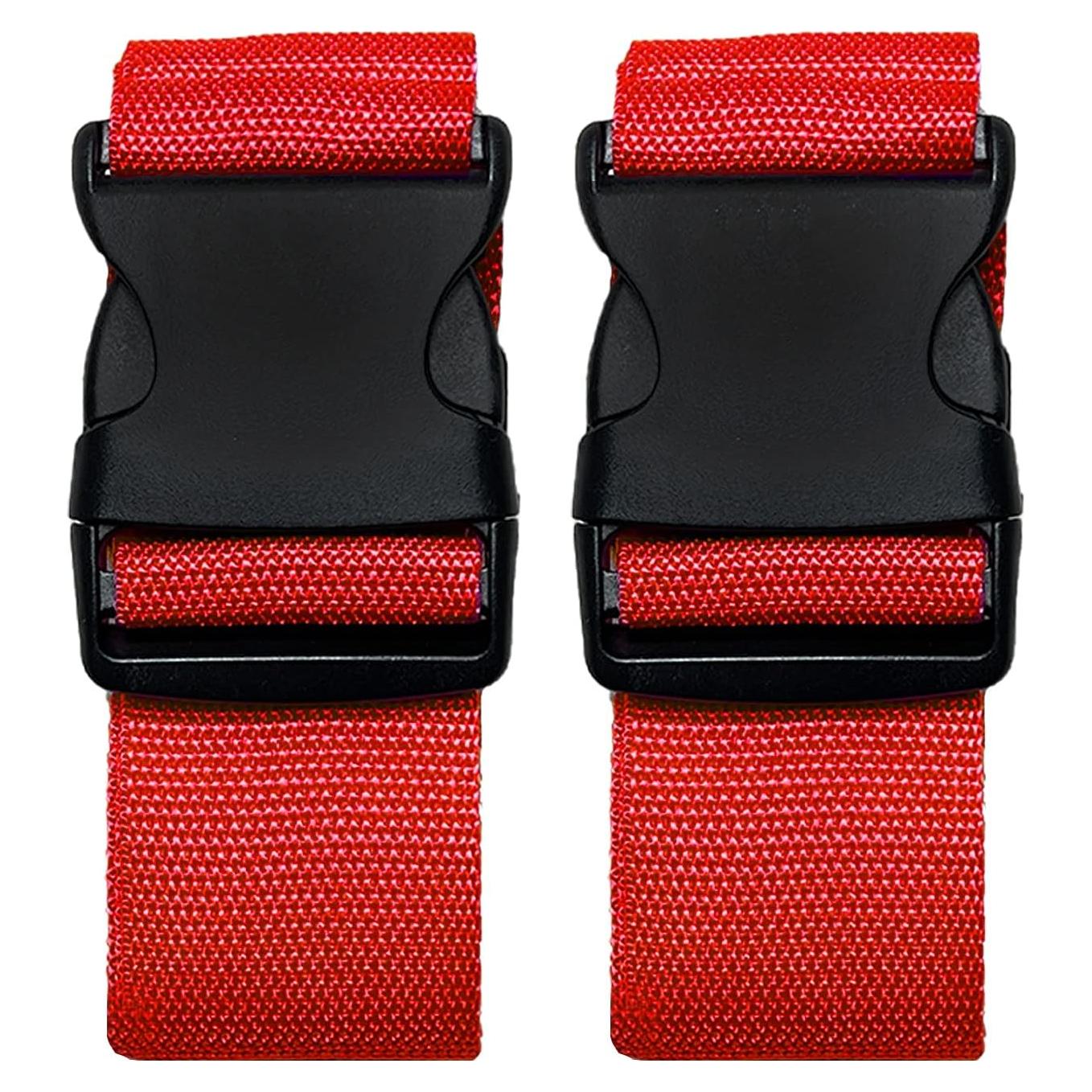 2 Cinturones de Maleta Ajustables Jmuoyld Nylon Rojo 120-200cm