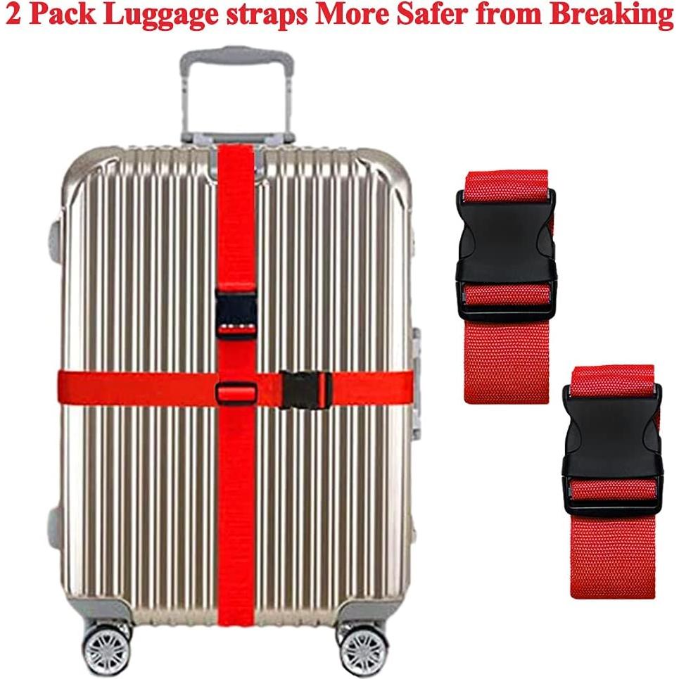 2 Cinturones de Maleta Ajustables Jmuoyld Nylon Rojo 120-200cm