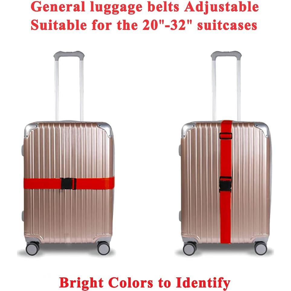 2 Cinturones de Maleta Ajustables Jmuoyld Nylon Rojo 120-200cm