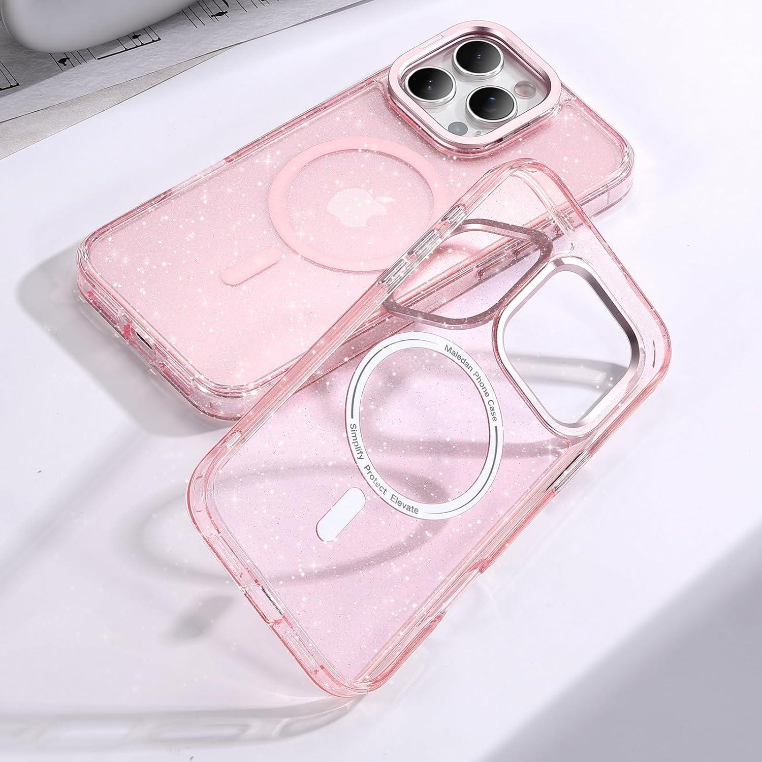 Funda Magnética Maledan para iPhone 16 Pro Max Rosa Brillante