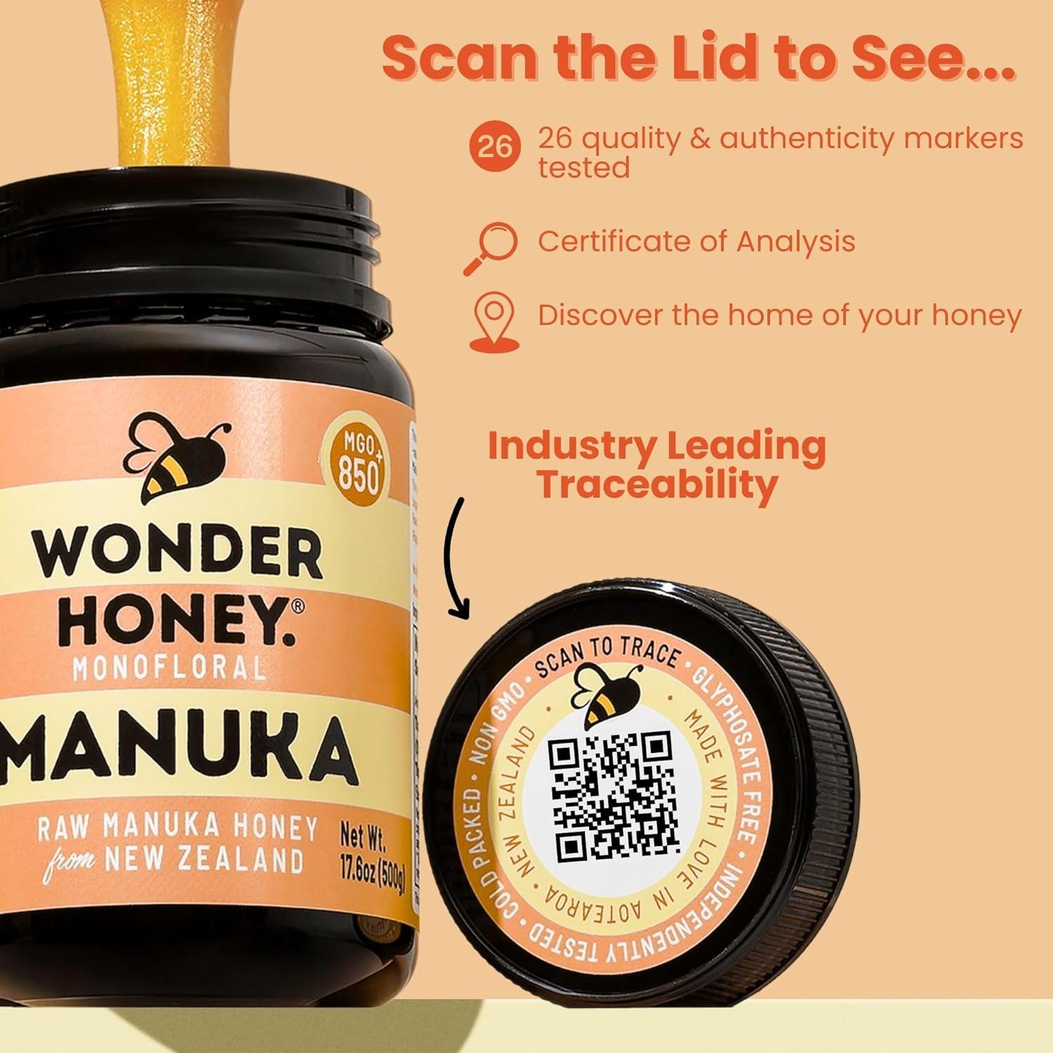 Miel Cruda de Manuka Wonder Honey MGO 550+ 500g Natural