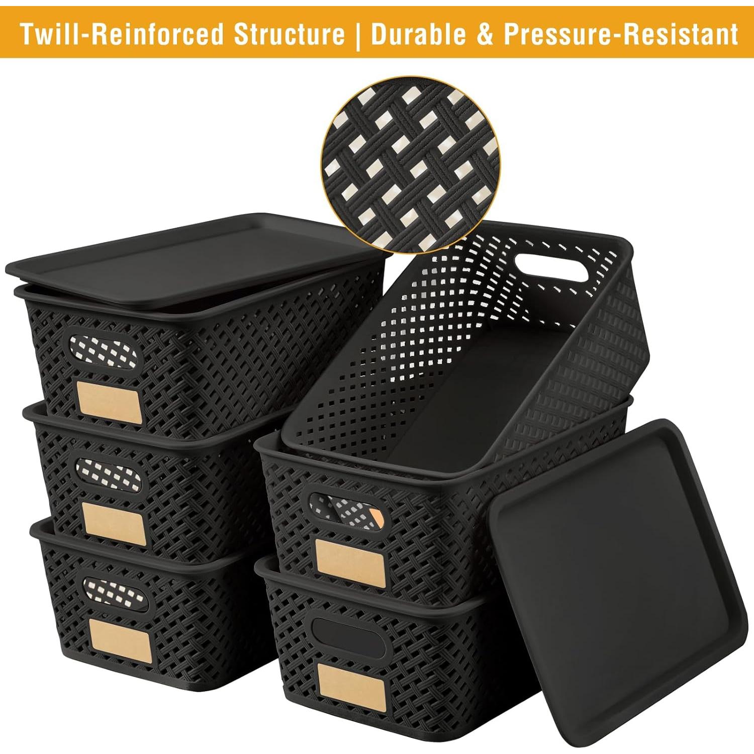 Cestas de Almacenamiento Bagnizer 6 Piezas Plástico Negro 26.3x18.5x10.4cm