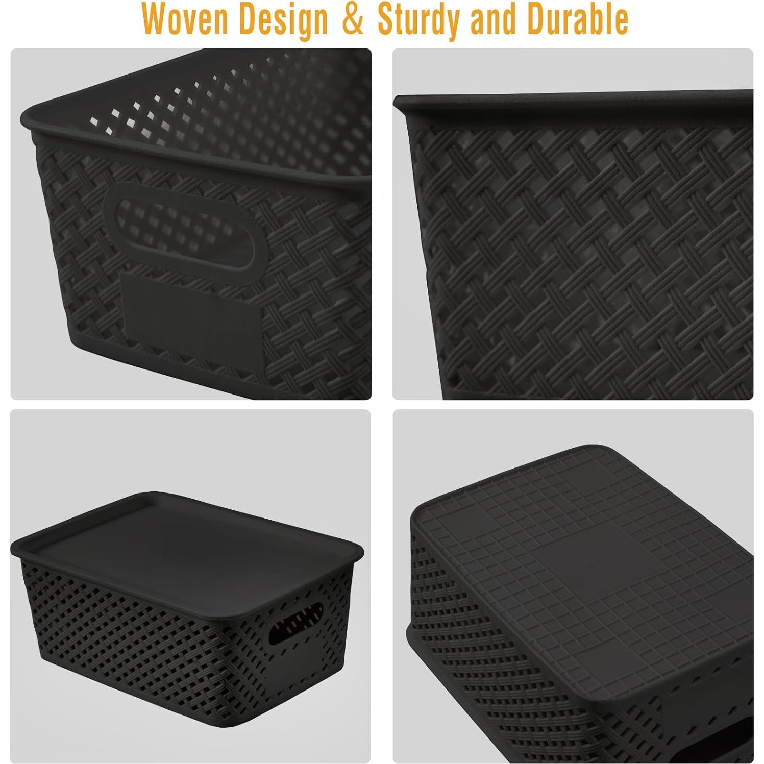 Cestas de Almacenamiento Bagnizer 6 Piezas Plástico Negro 26.3x18.5x10.4cm