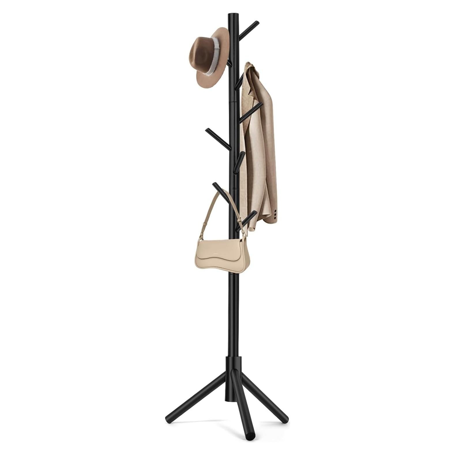 Perchero de pie ajustable WANGMUXIA con 8 ganchos - Negro