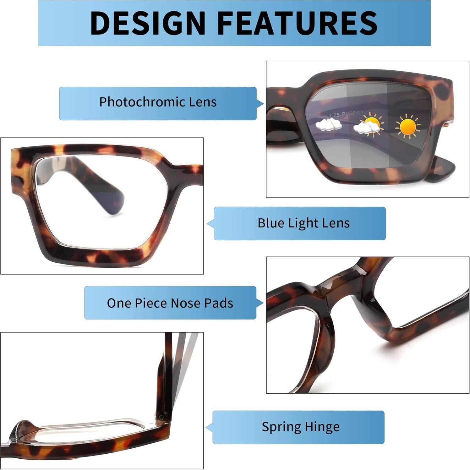 Gafas de Lectura JM 2 Paquete Fotoquímicas 2.25x Anti Luz Azul