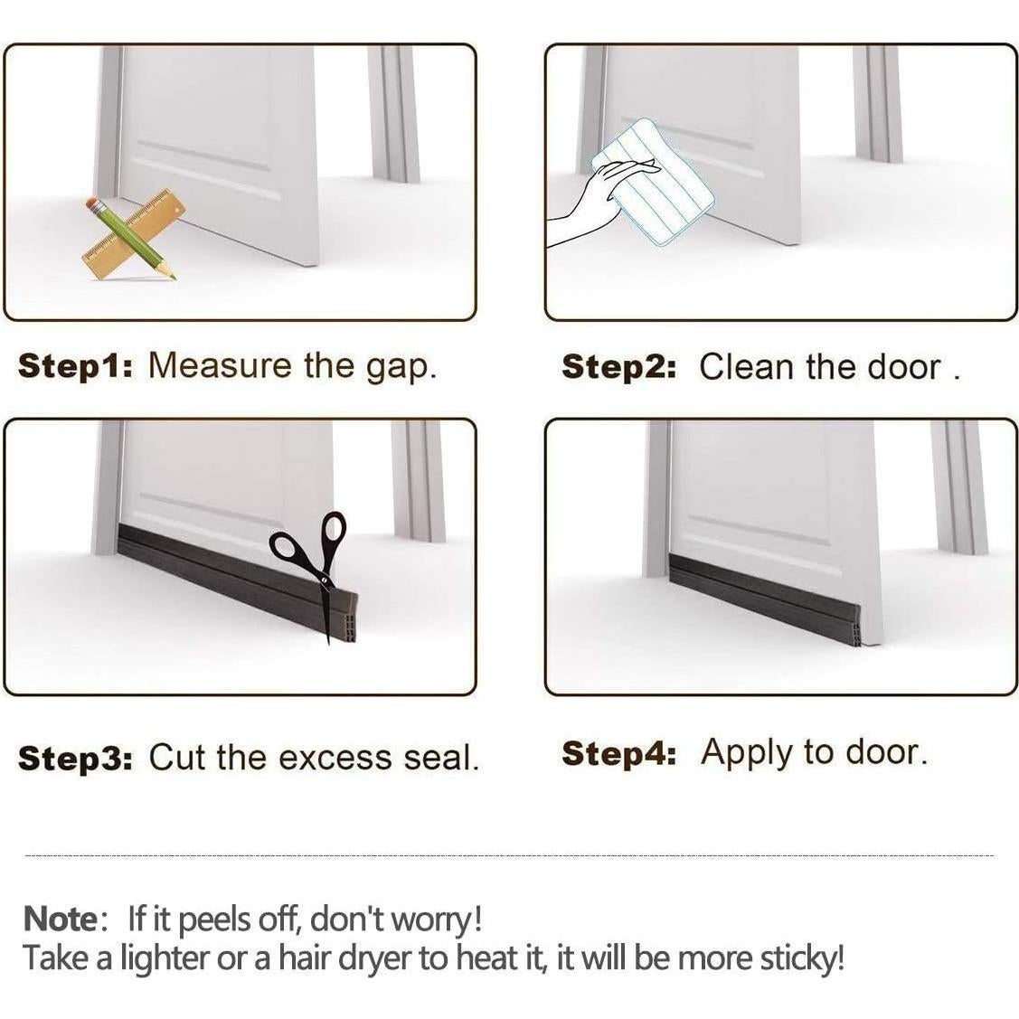 Suptikes Tapón de Corrientes para Puertas 5.08 cm x 99.06 cm Negro