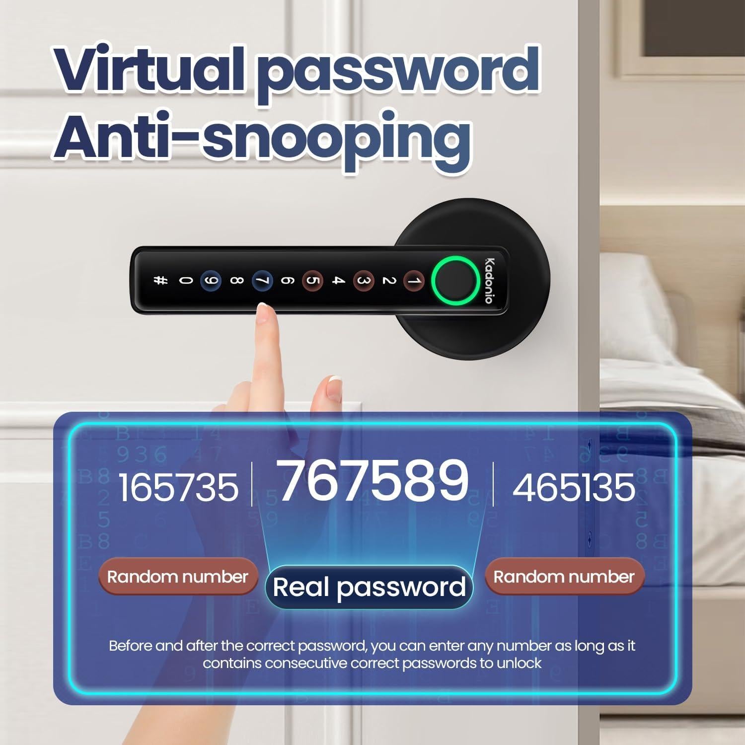 Cerradura Inteligente Kadonio 406 Negra con Huella Dactilar y APP