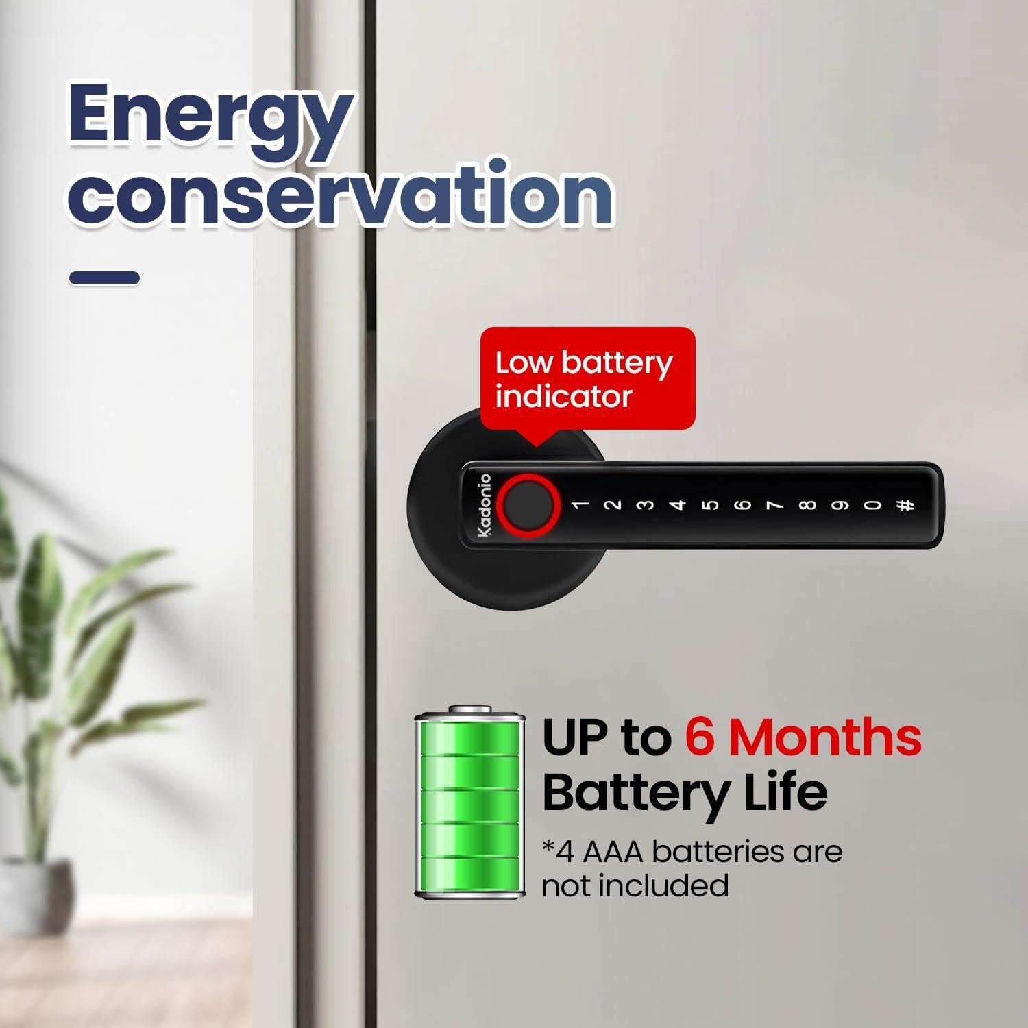 Cerradura Inteligente Kadonio 406 Negra con Huella Dactilar y APP