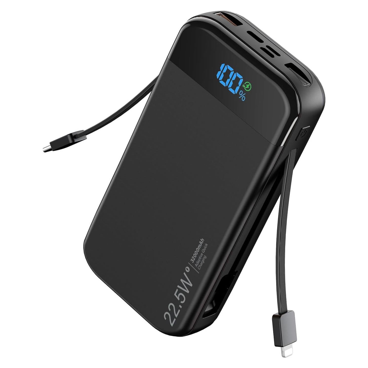 Cargador Portátil LENGSUM 32000mAh con Cables Integrados