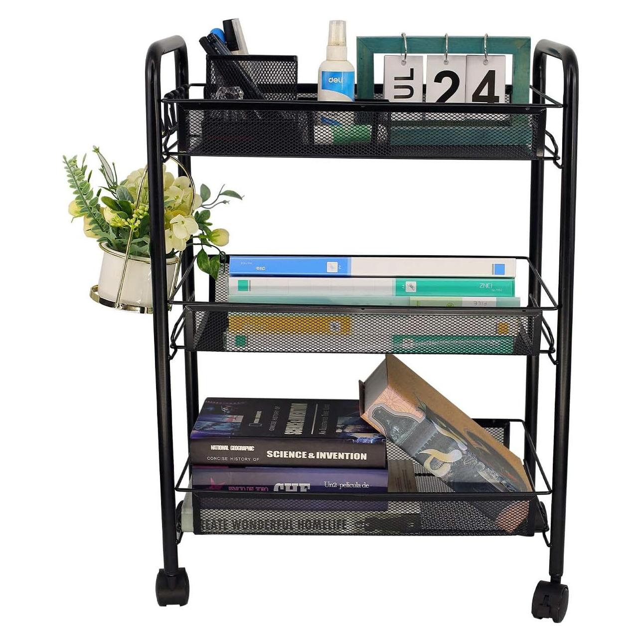 Carro Rodante de Alambre de Malla OVICAR 3 Niveles Negro