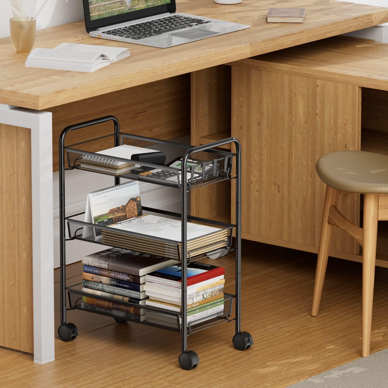 Carro Rodante de Alambre de Malla OVICAR 3 Niveles Negro