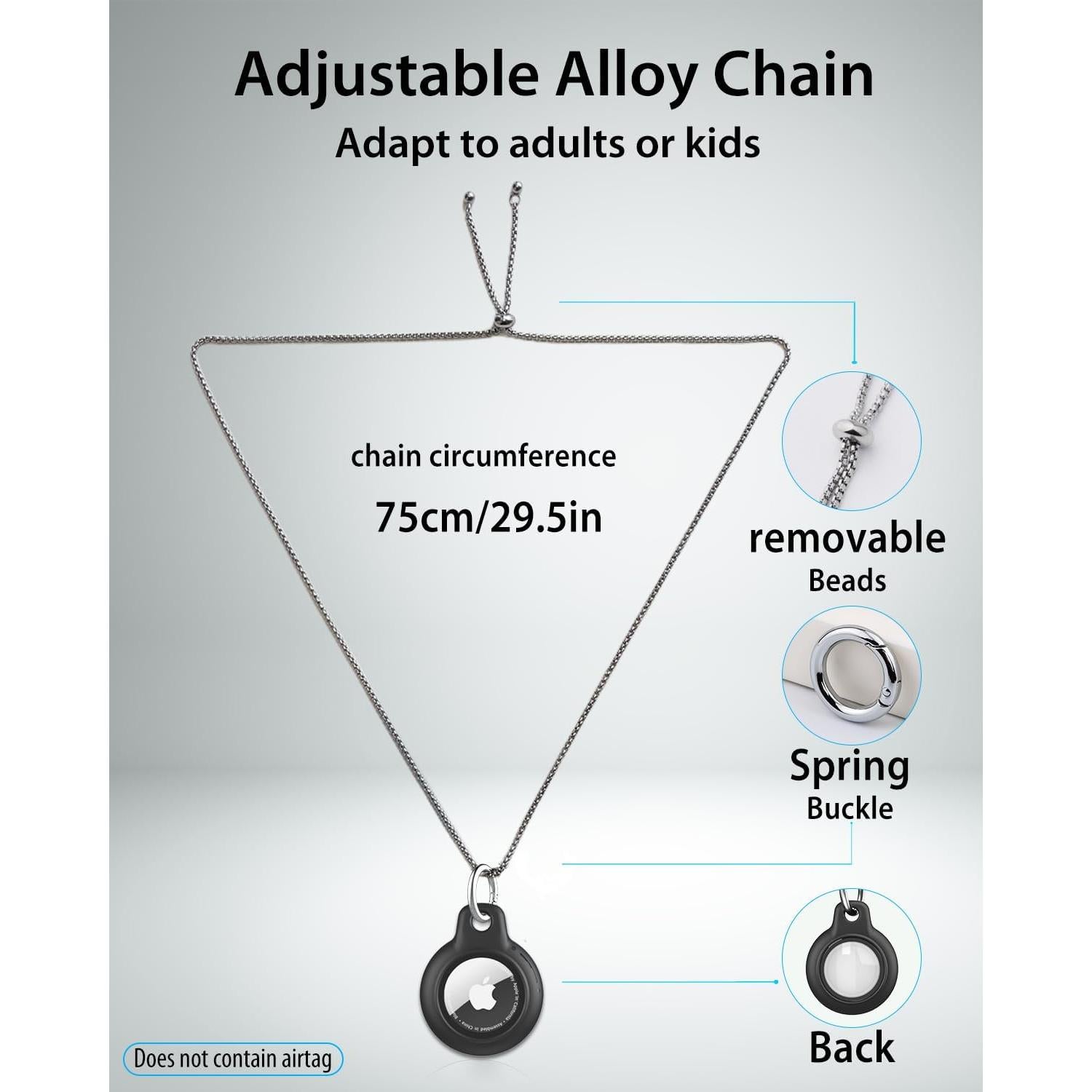 Collar Impermeable para AirTag DEERLET 75cm Ajustable Negro