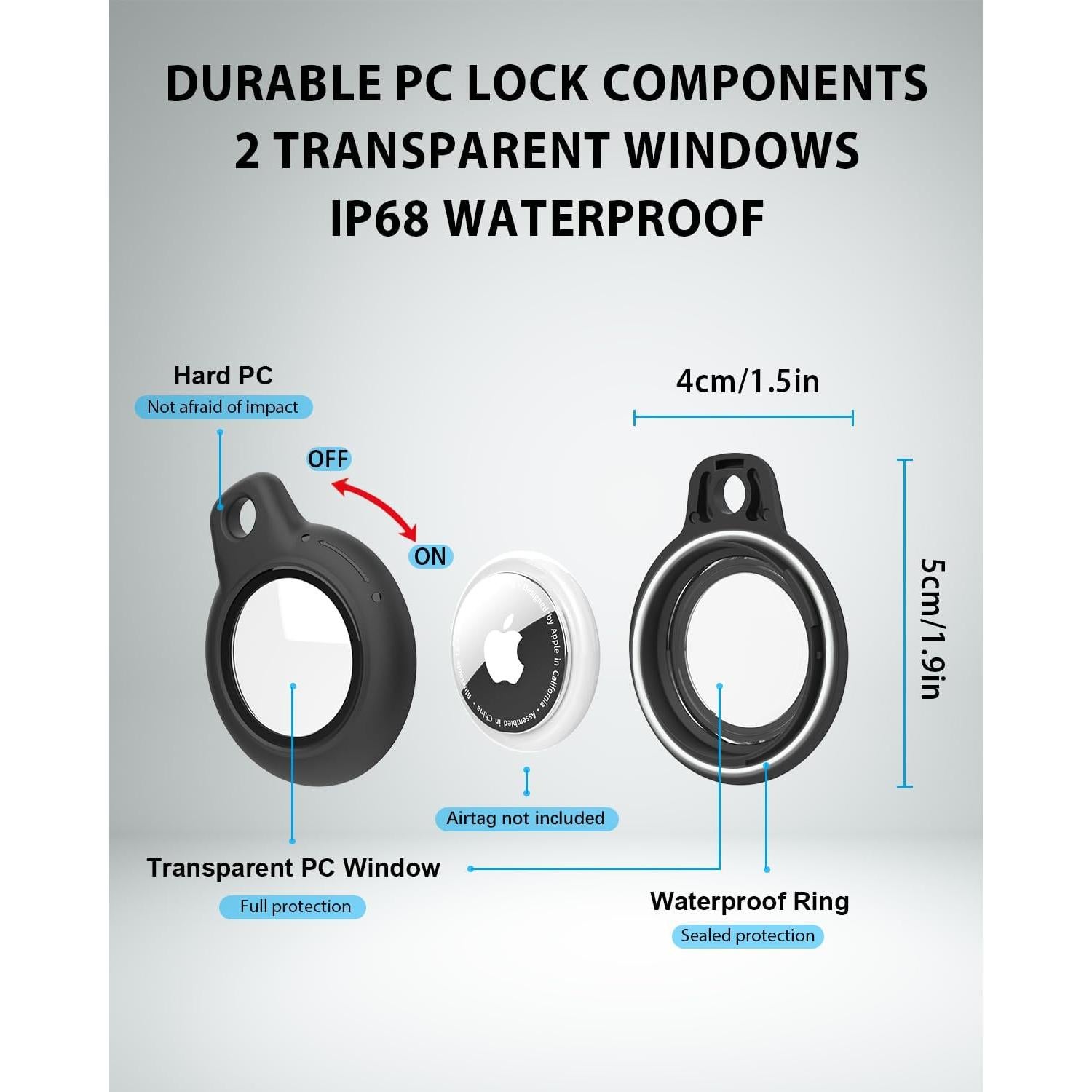 Collar Impermeable para AirTag DEERLET 75cm Ajustable Negro