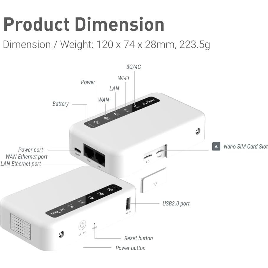 Router 4G GL.iNet GL-XE300 Puli IoT con Batería 5000mAh