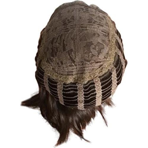 Peluca corta sintética Tsnomore marrón natural ajustable