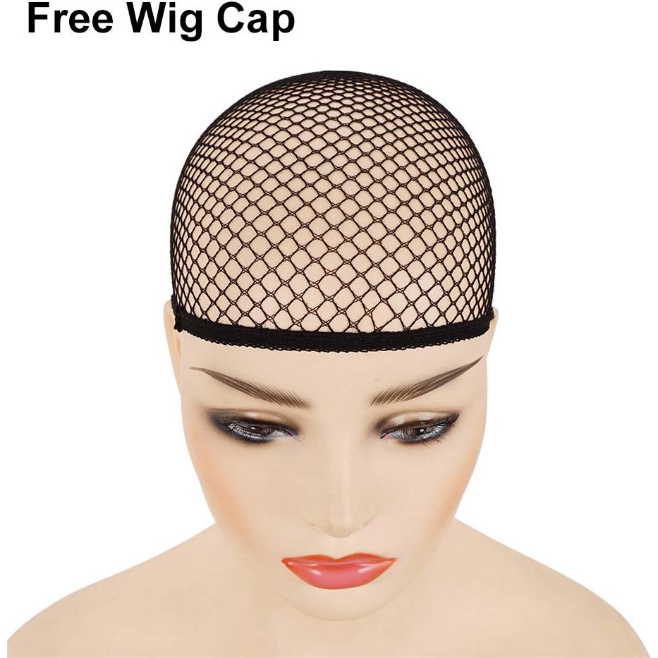 Peluca corta recta Morvally morada con flequillo 35.56 cm