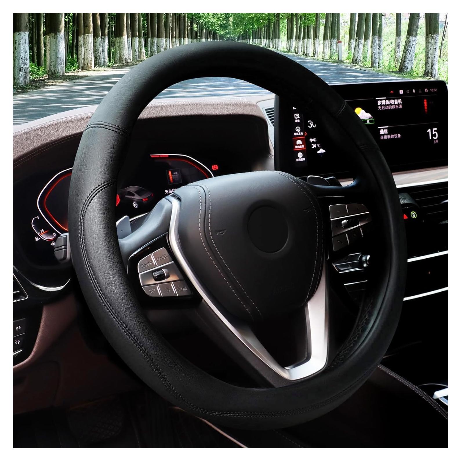 Cubierta de Volante HOTOR Universal Cuero Negro 37-38 cm