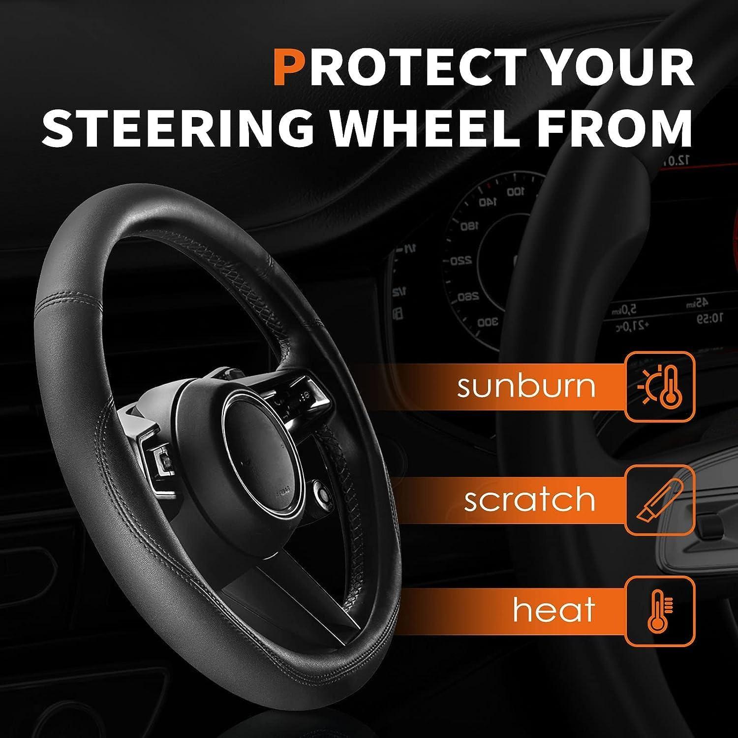 Cubierta de Volante HOTOR Universal Cuero Negro 37-38 cm