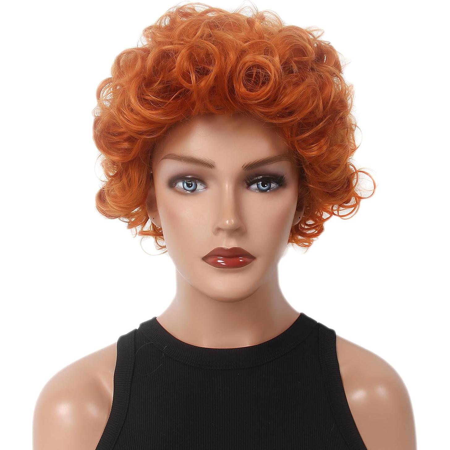 Peluca corta rizada roja H&Bwig para disfraz Cosplay