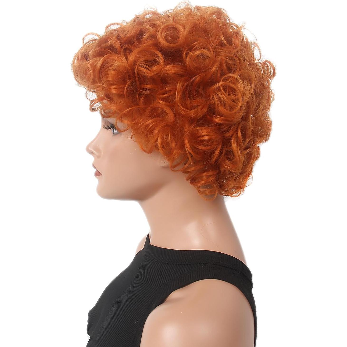 Peluca corta rizada roja H&Bwig para disfraz Cosplay