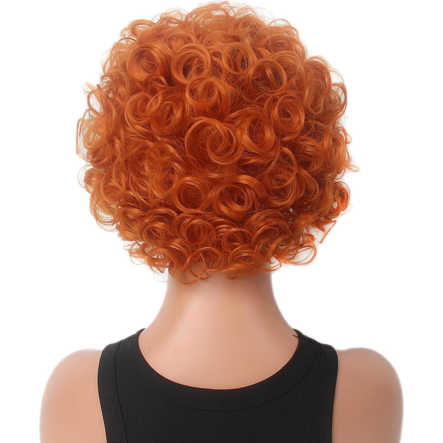 Peluca corta rizada roja H&Bwig para disfraz Cosplay