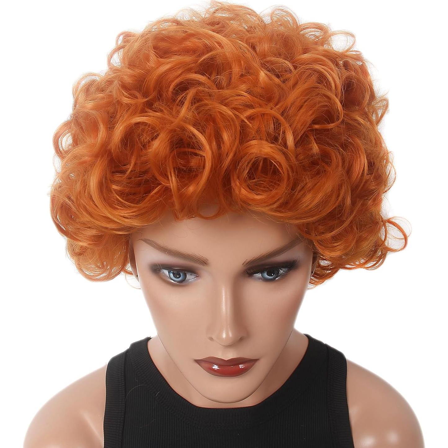 Peluca corta rizada roja H&Bwig para disfraz Cosplay