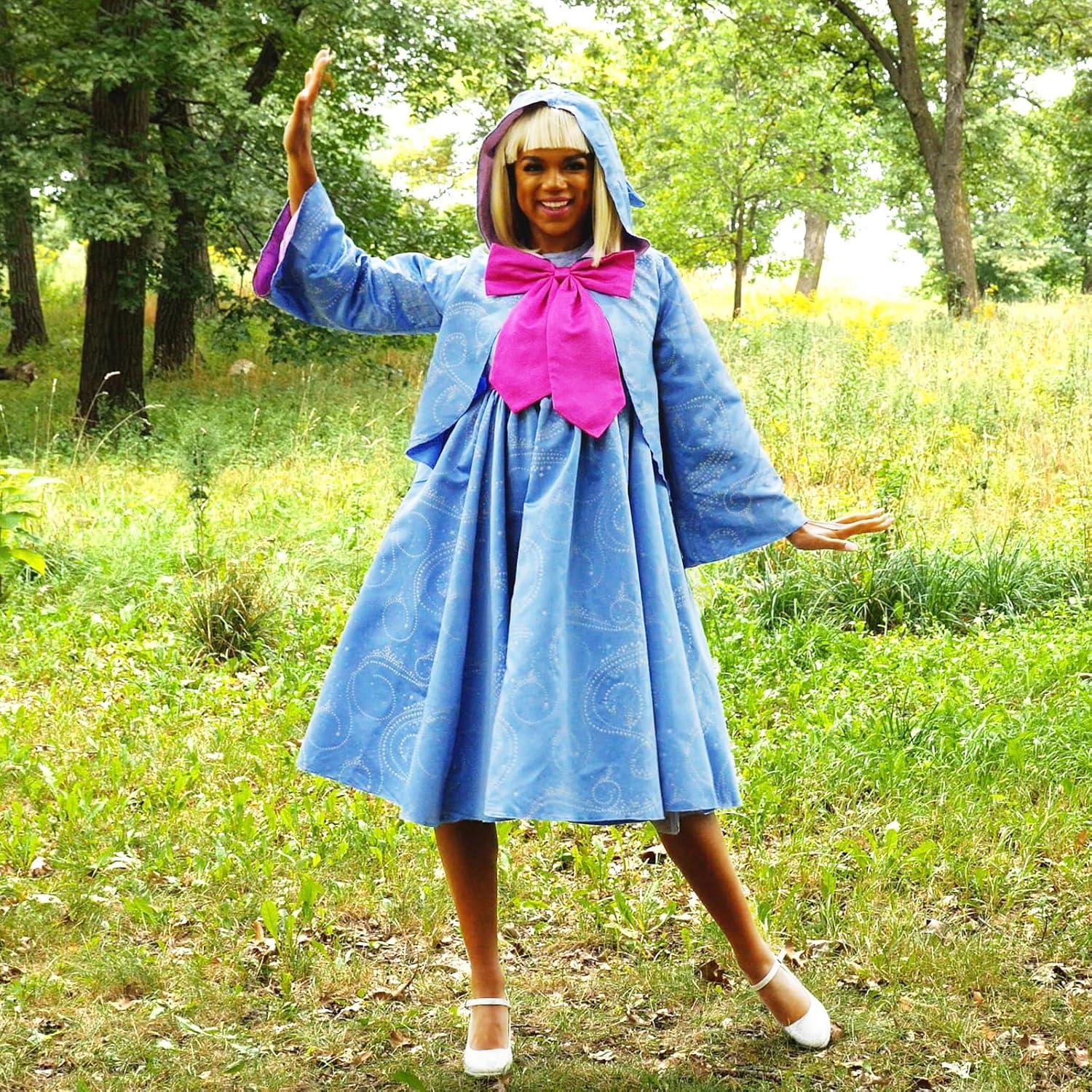 Disfraz de Hada Madrina Deluxe para Mujeres - Capa y Vestido Azul