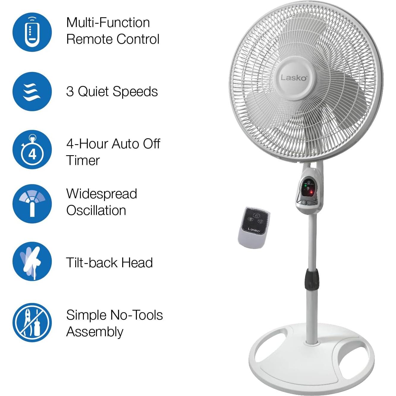 Ventilador de pedestal Lasko 1646 40.6 cm con control remoto