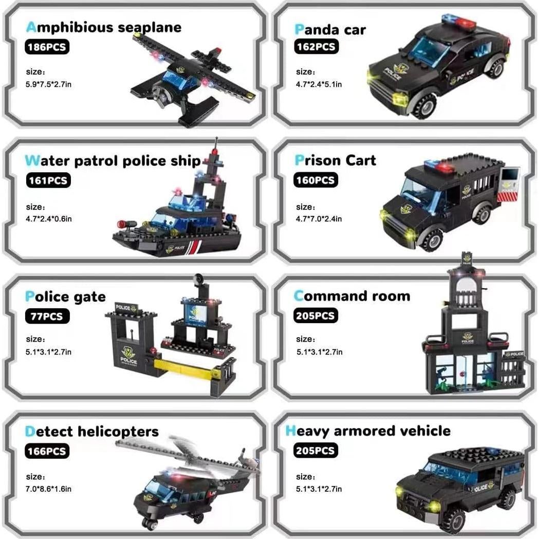 Kit de Construcción Policía ELAICREE 1102 Piezas Móvil SWAT