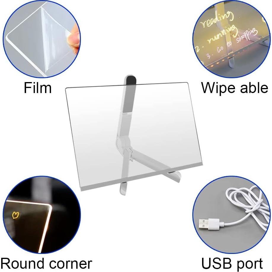 Tablero Acrílico Iluminado 30x20 cm TaTasay con 7 Bolígrafos