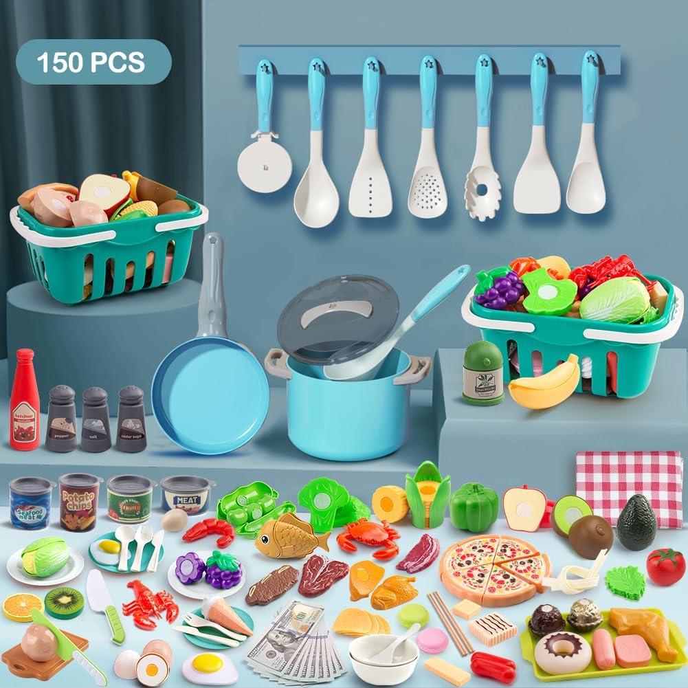 Juego de Cocina 150Pcs JokerKing - Accesorios para Niños Turquesa