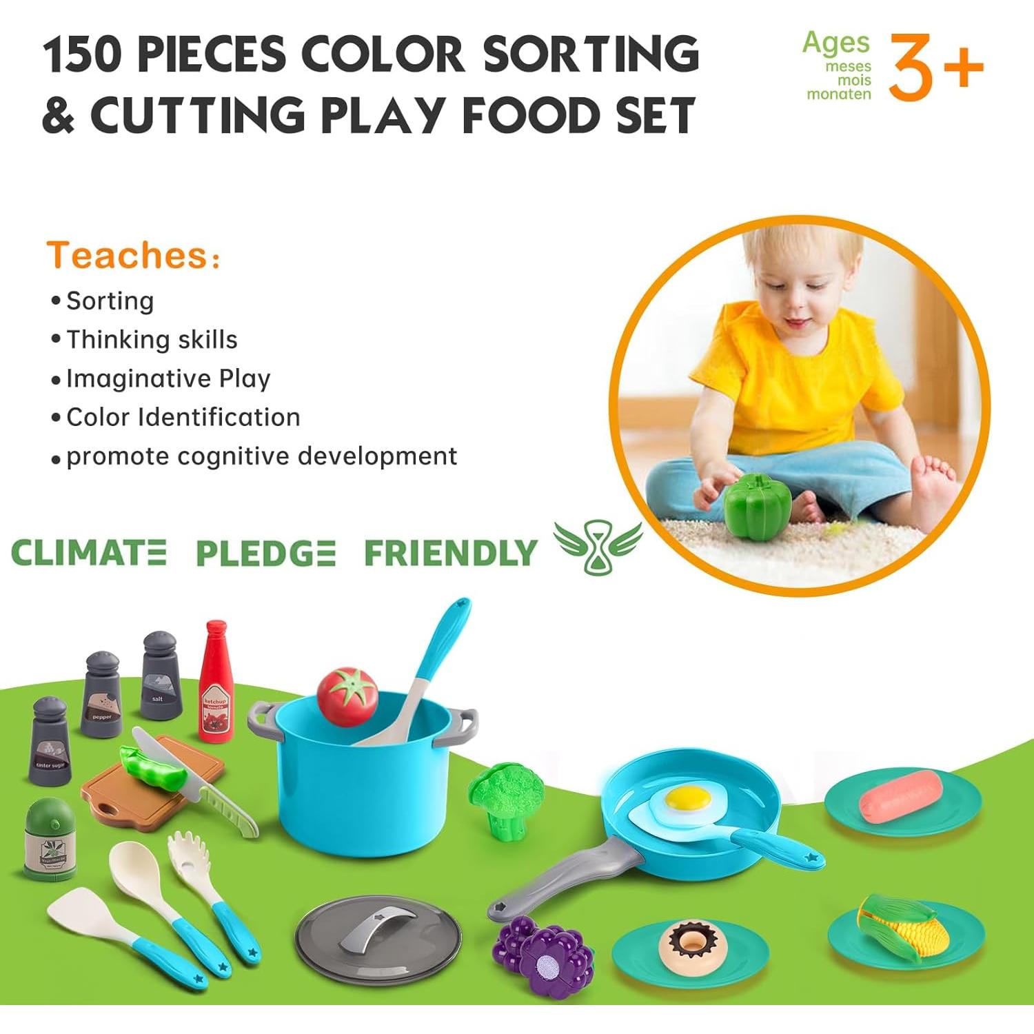 Juego de Cocina 150Pcs JokerKing - Accesorios para Niños Turquesa