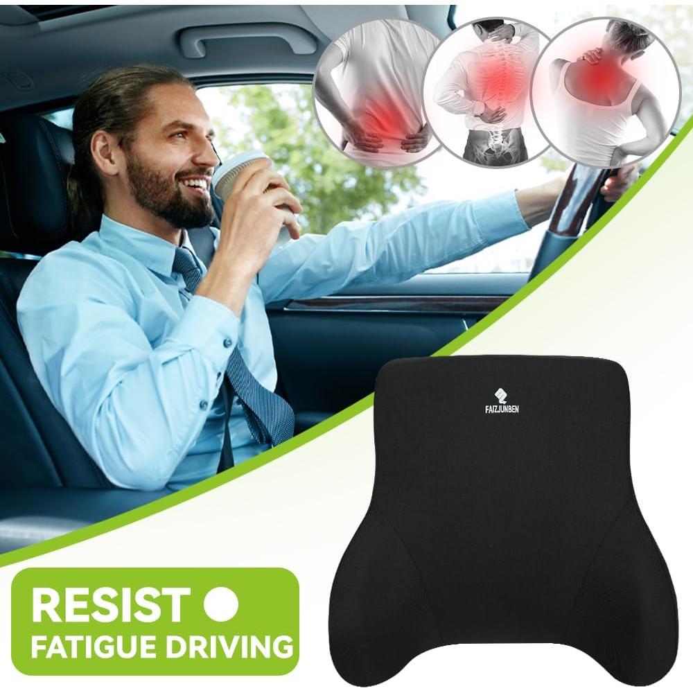 Cojín Lumbar Espuma Viscoelástica FAIZJUNBEN Negro 35.56x17.78cm