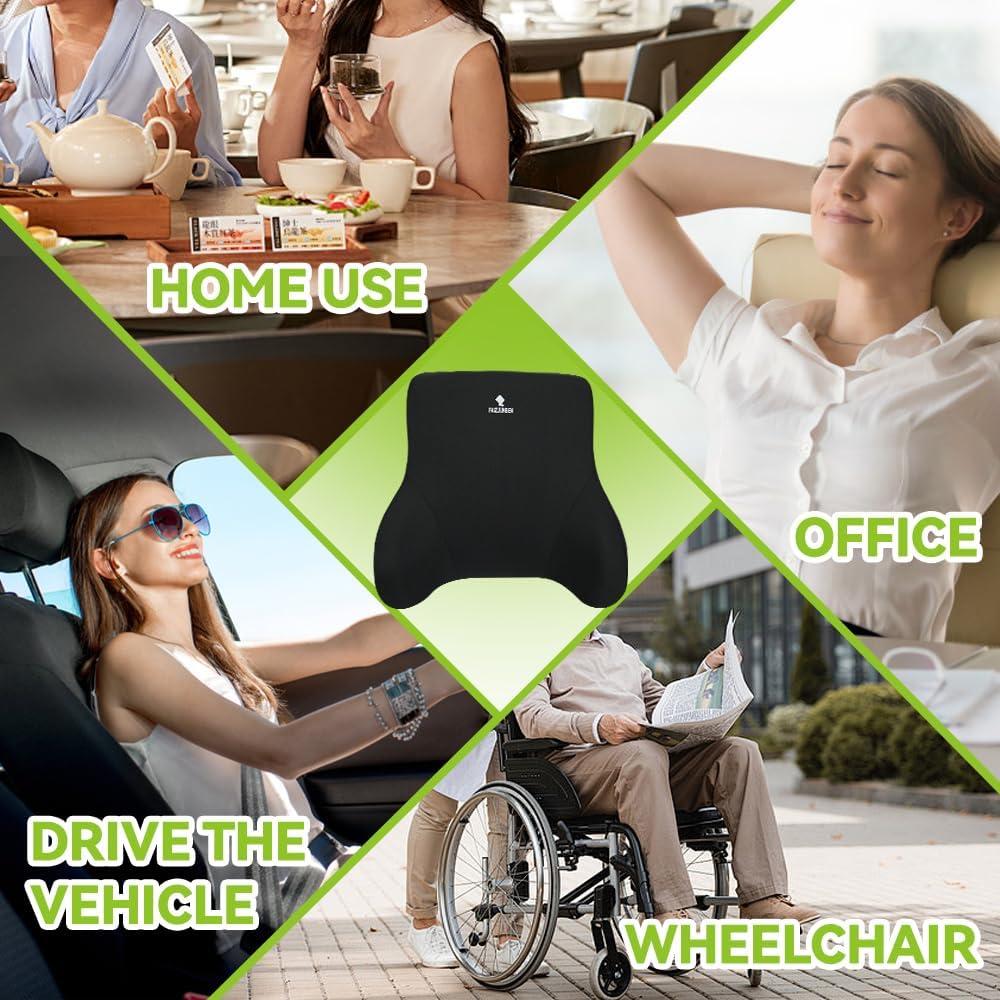 Cojín Lumbar Espuma Viscoelástica FAIZJUNBEN Negro 35.56x17.78cm