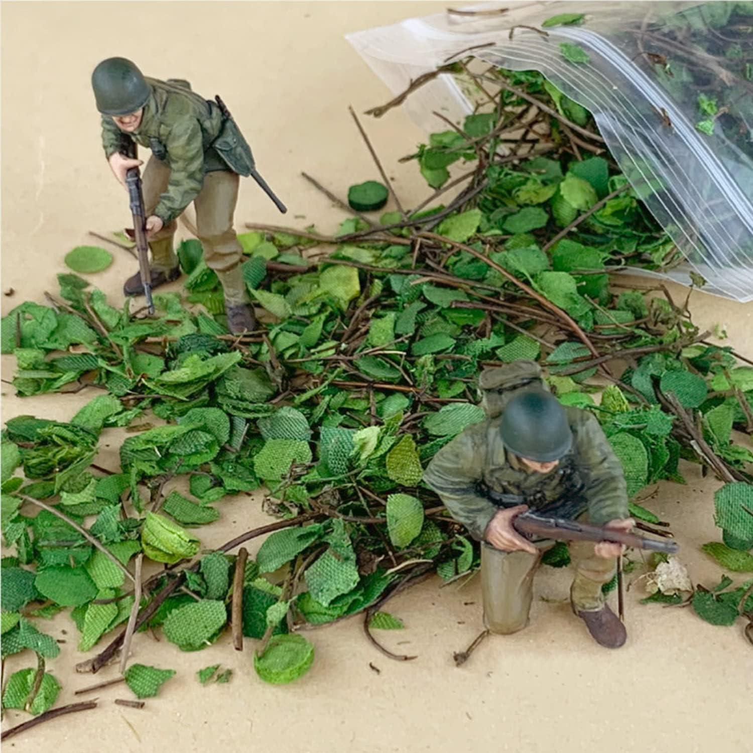 Cayway 3 Pack Model Scenery Leaf, Realistic Miniature Leaves and Artificial Bark, Simulation Leaves with Tweezers for Train Landscape Railway Artificial Grass Modeling