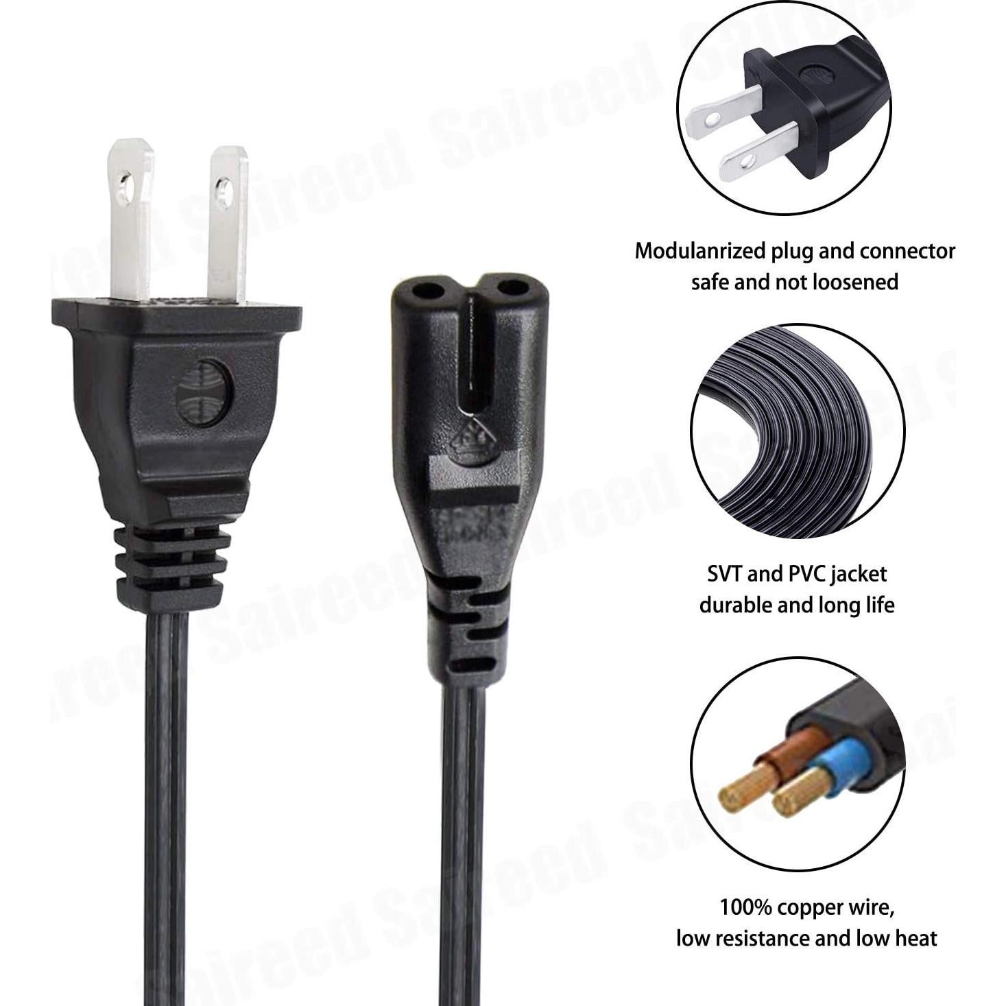 Cable de alimentación 2 clavijas Saireed 2,5m para refrigerador