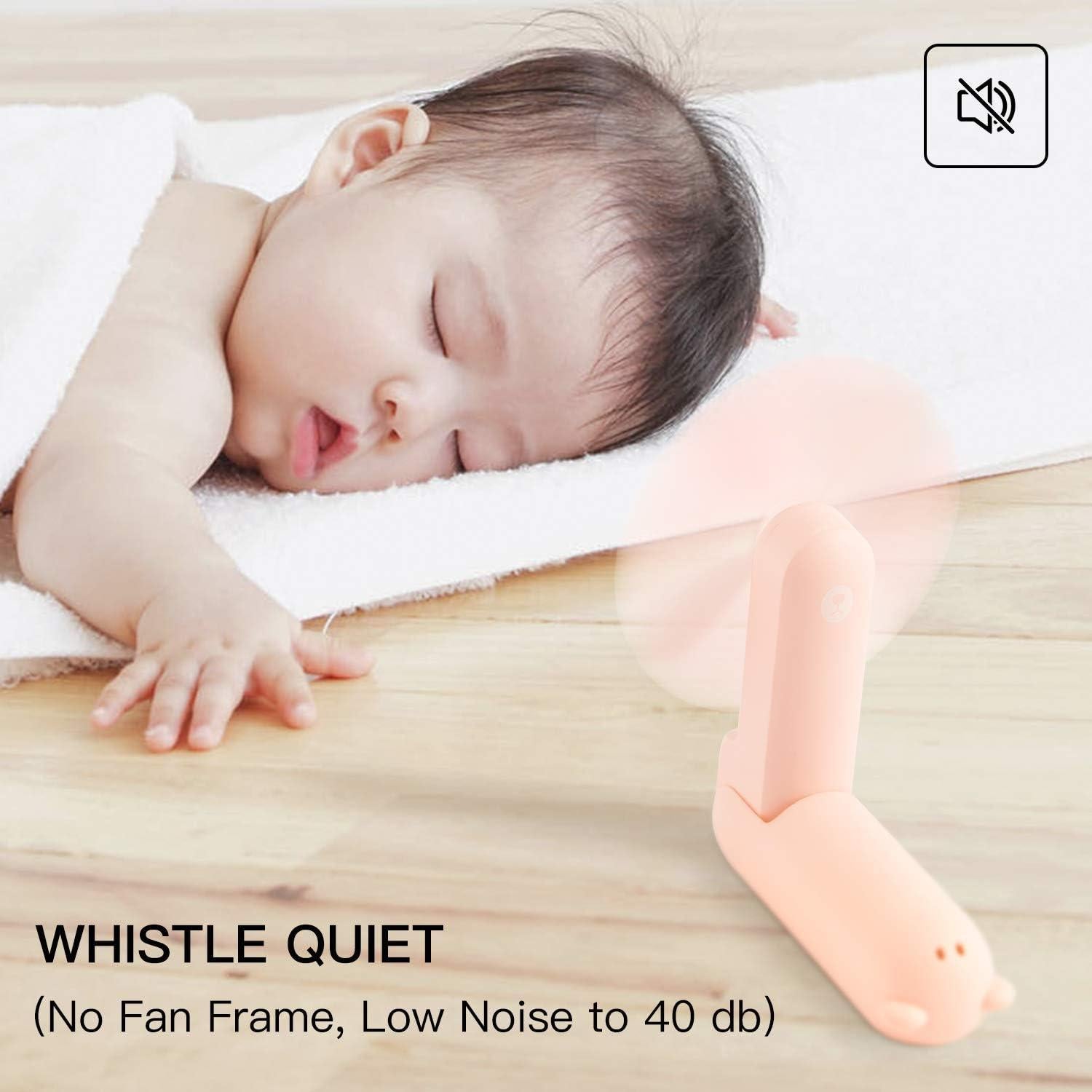 Ventilador de Mano JISULIFE F8X Plegable 3 Velocidades Rosa