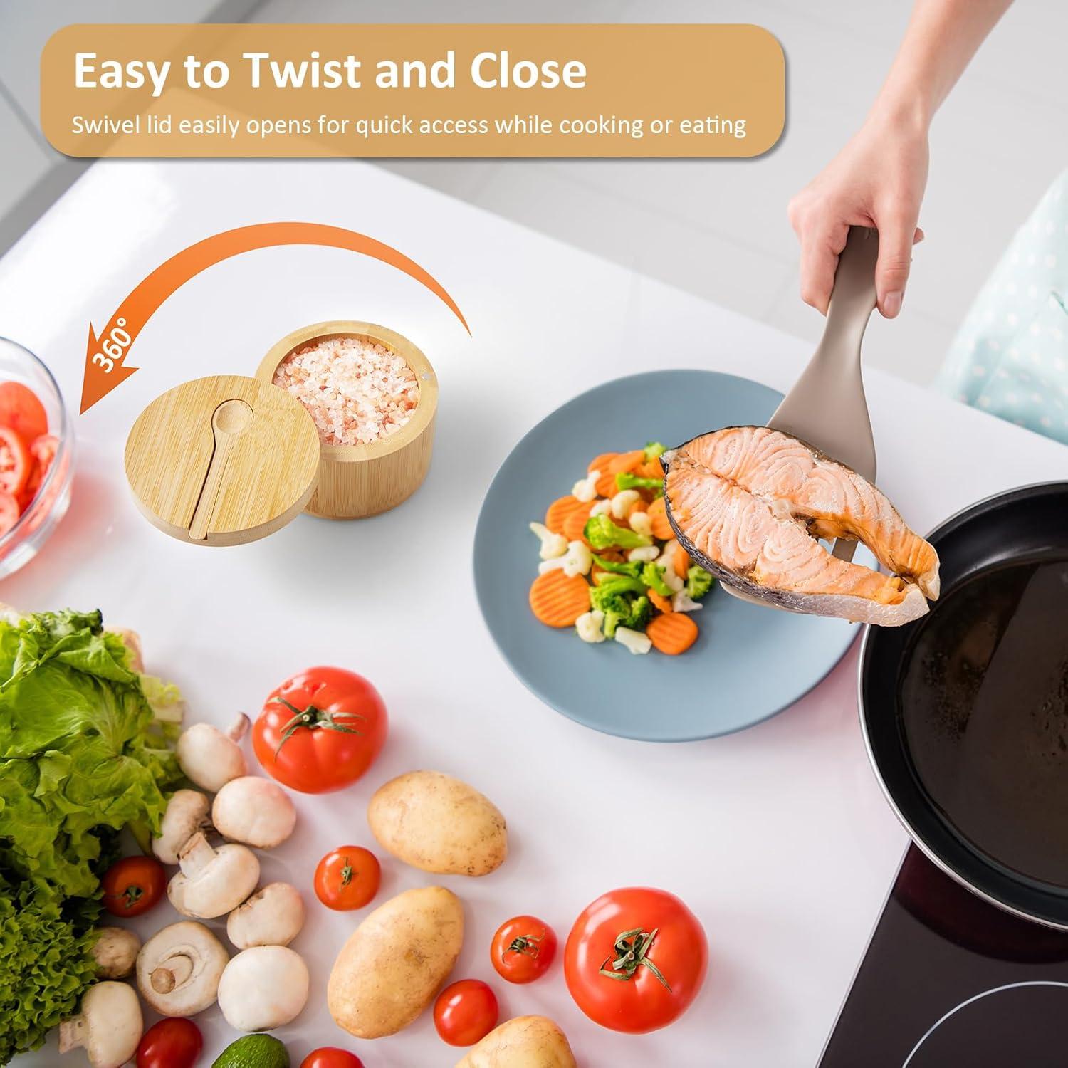 Salero de Bambú OUTNILI con Tapa Giratoria 207 g