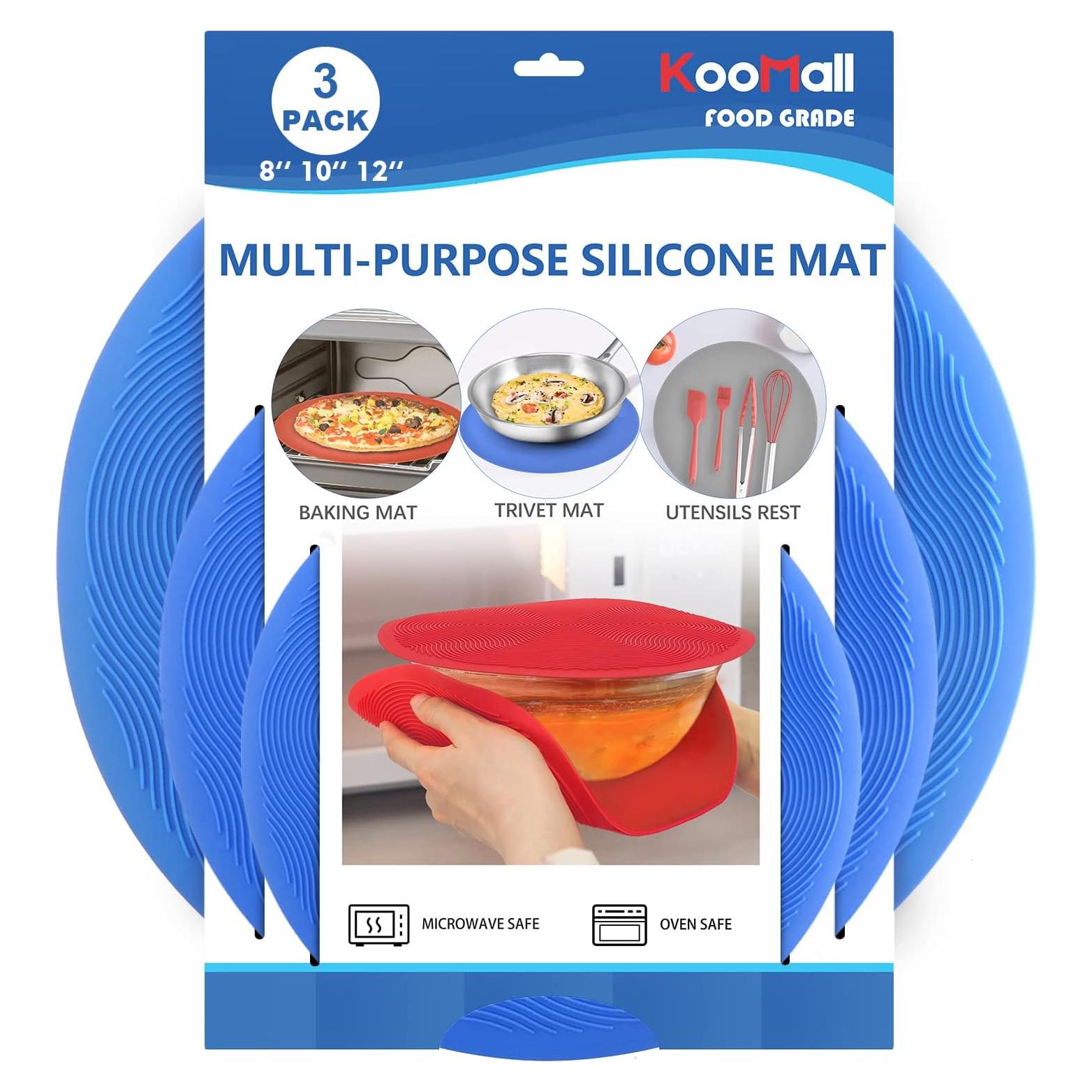Alfombrilla Multiuso KooMall 3 Piezas Silicona Azul 20-30 cm