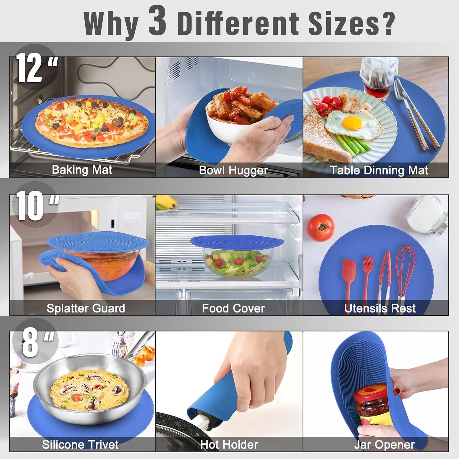 Alfombrilla Multiuso KooMall 3 Piezas Silicona Azul 20-30 cm