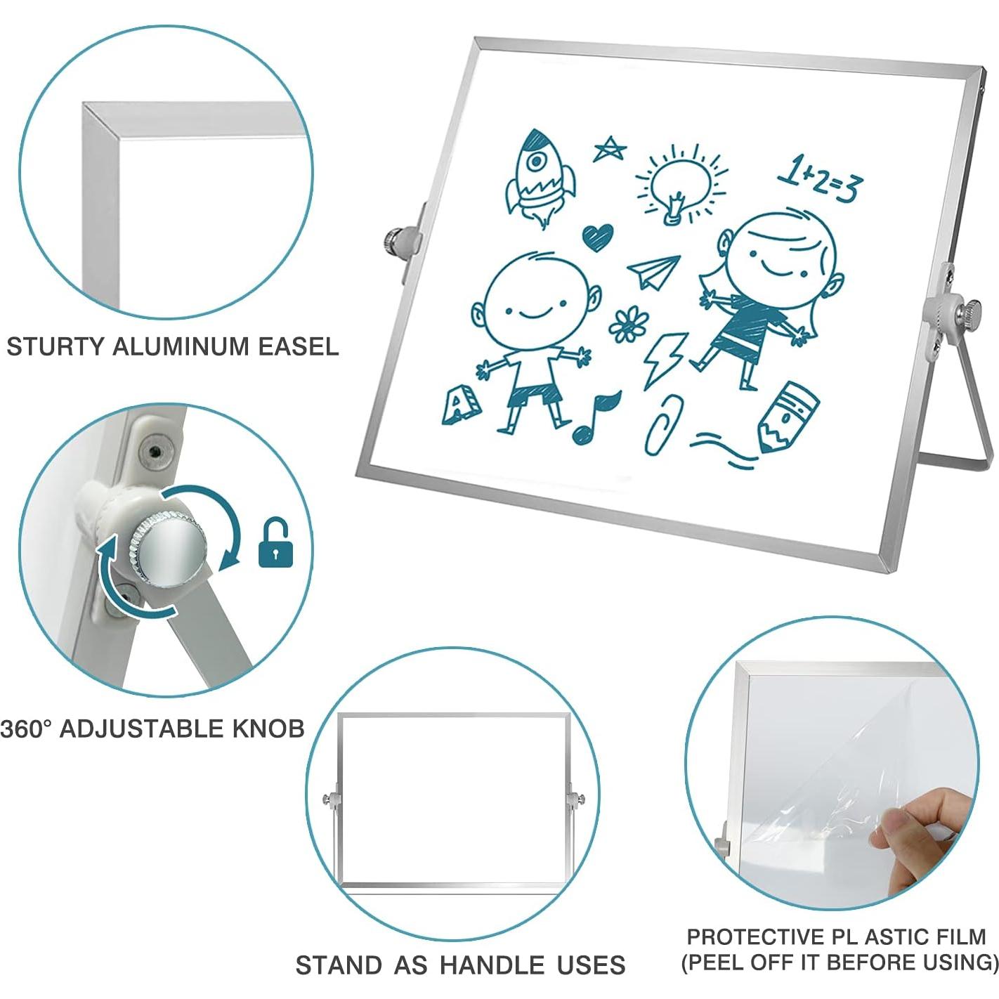 Pizarra Blanca Borrable OWill Doble Cara A4 con Soporte