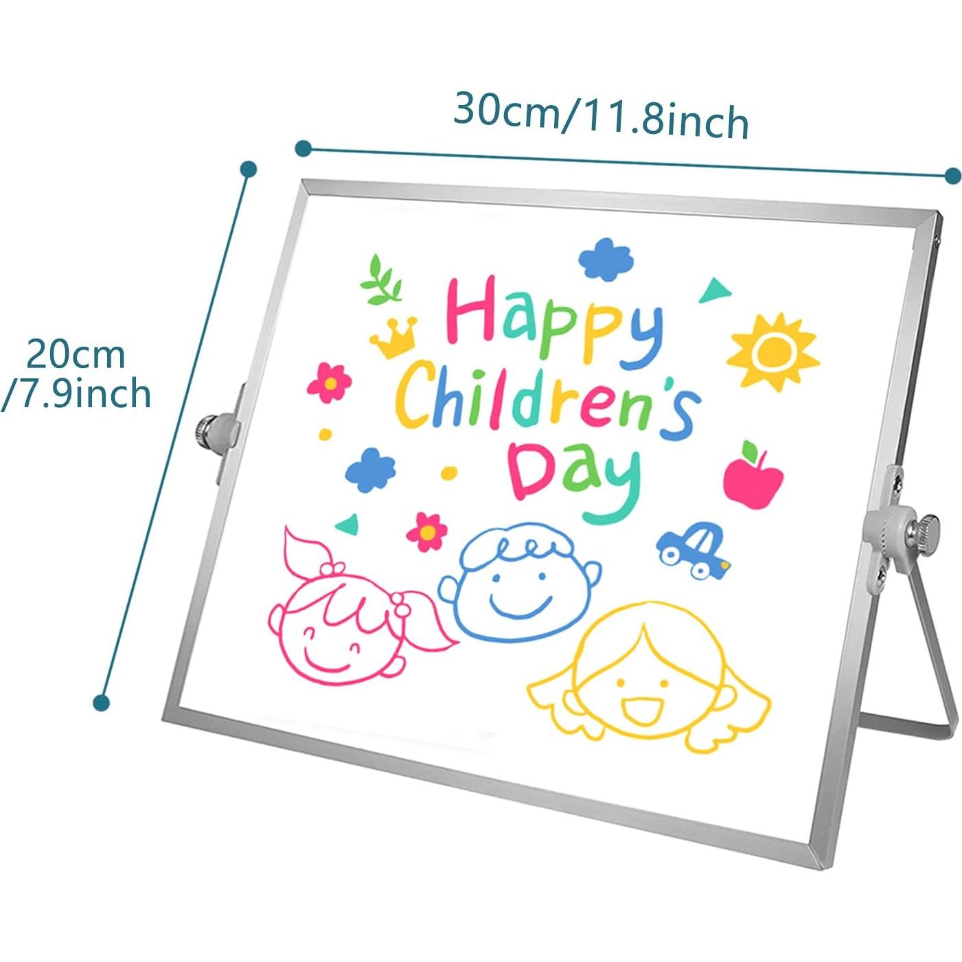 Pizarra Blanca Borrable OWill Doble Cara A4 con Soporte