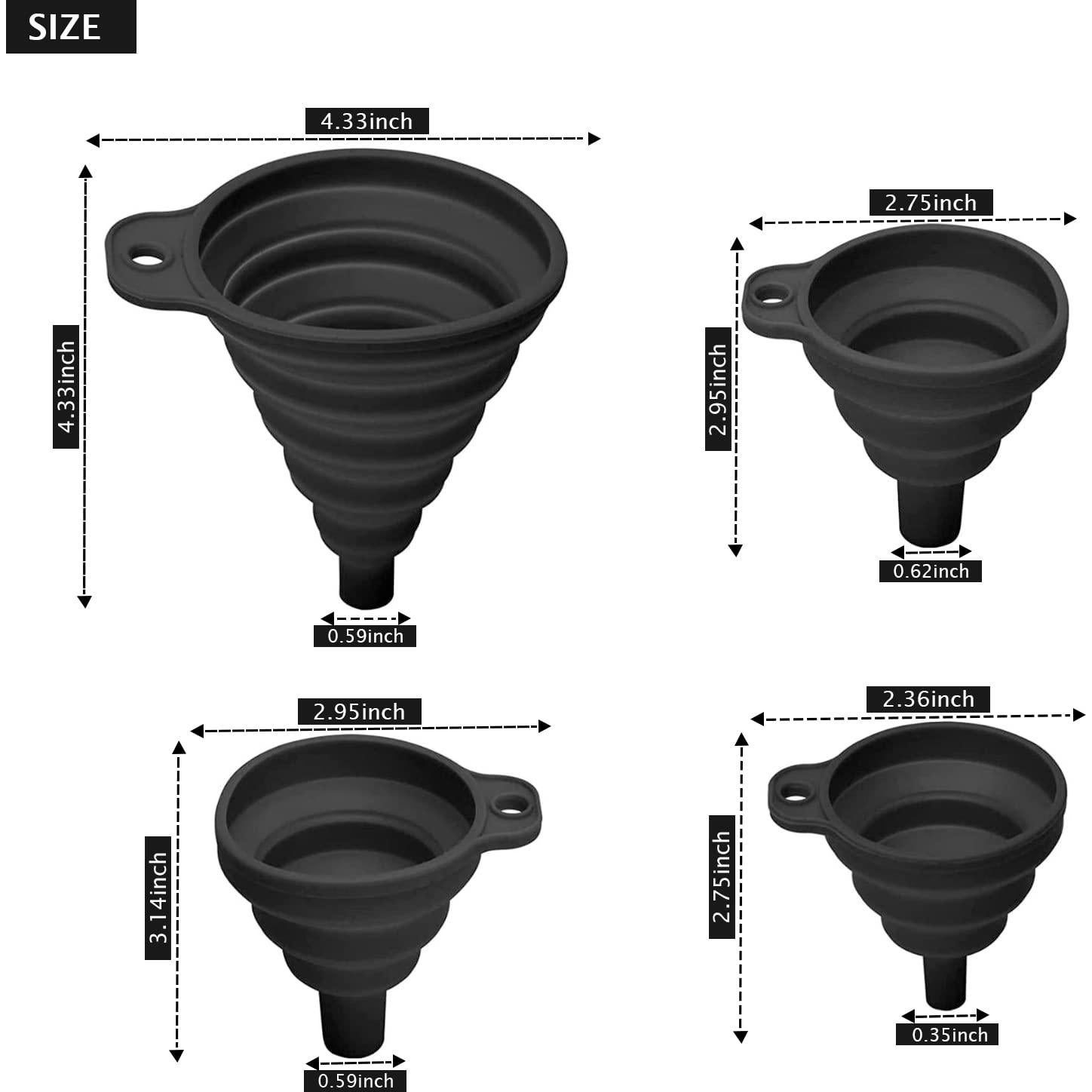 Juego de 4 embudos de cocina colapsables Vigor Path - Silicona