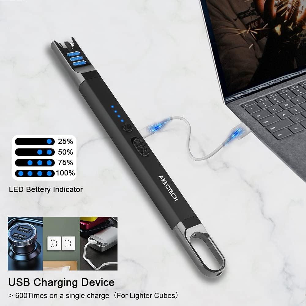 Encendedor Eléctrico Recargable USB ARECTECH Largo Negro