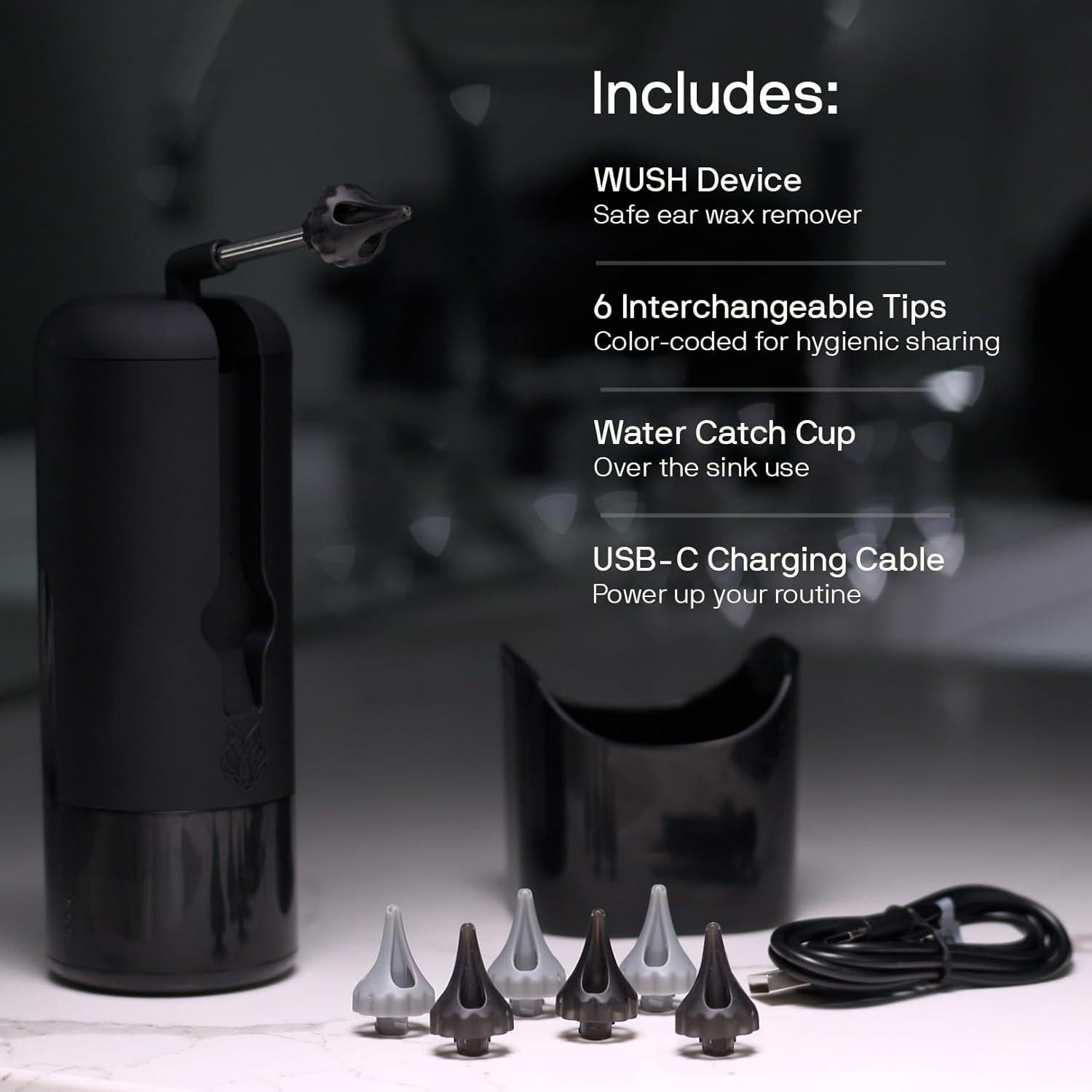 Limpiador de Oídos Eléctrico Wush Pro Black Wolf - Triple Chorro