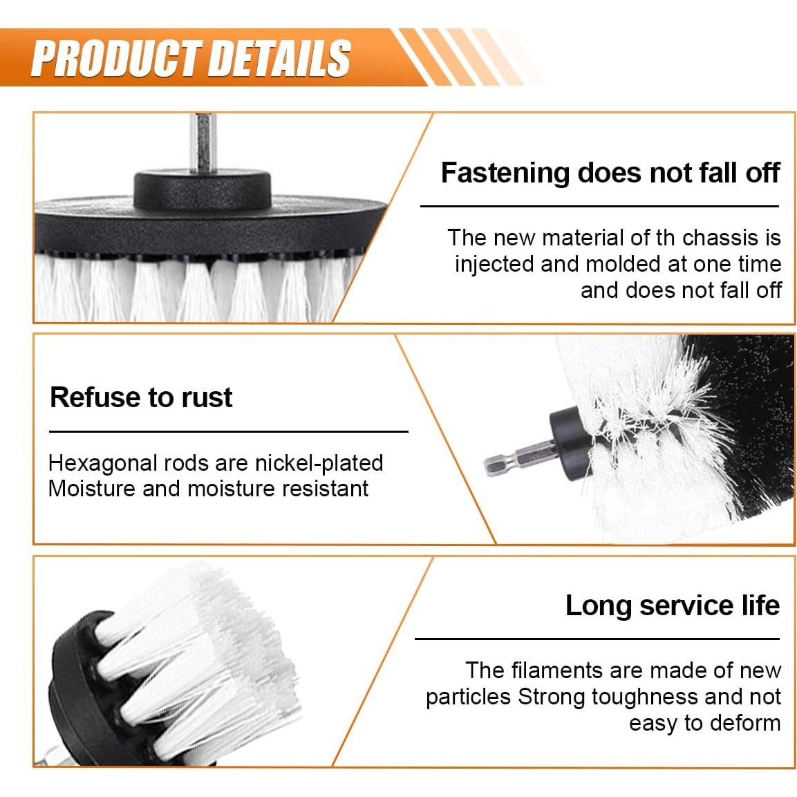 Juego de Cepillos de Detalle para Automóviles BDZMC 3 Piezas