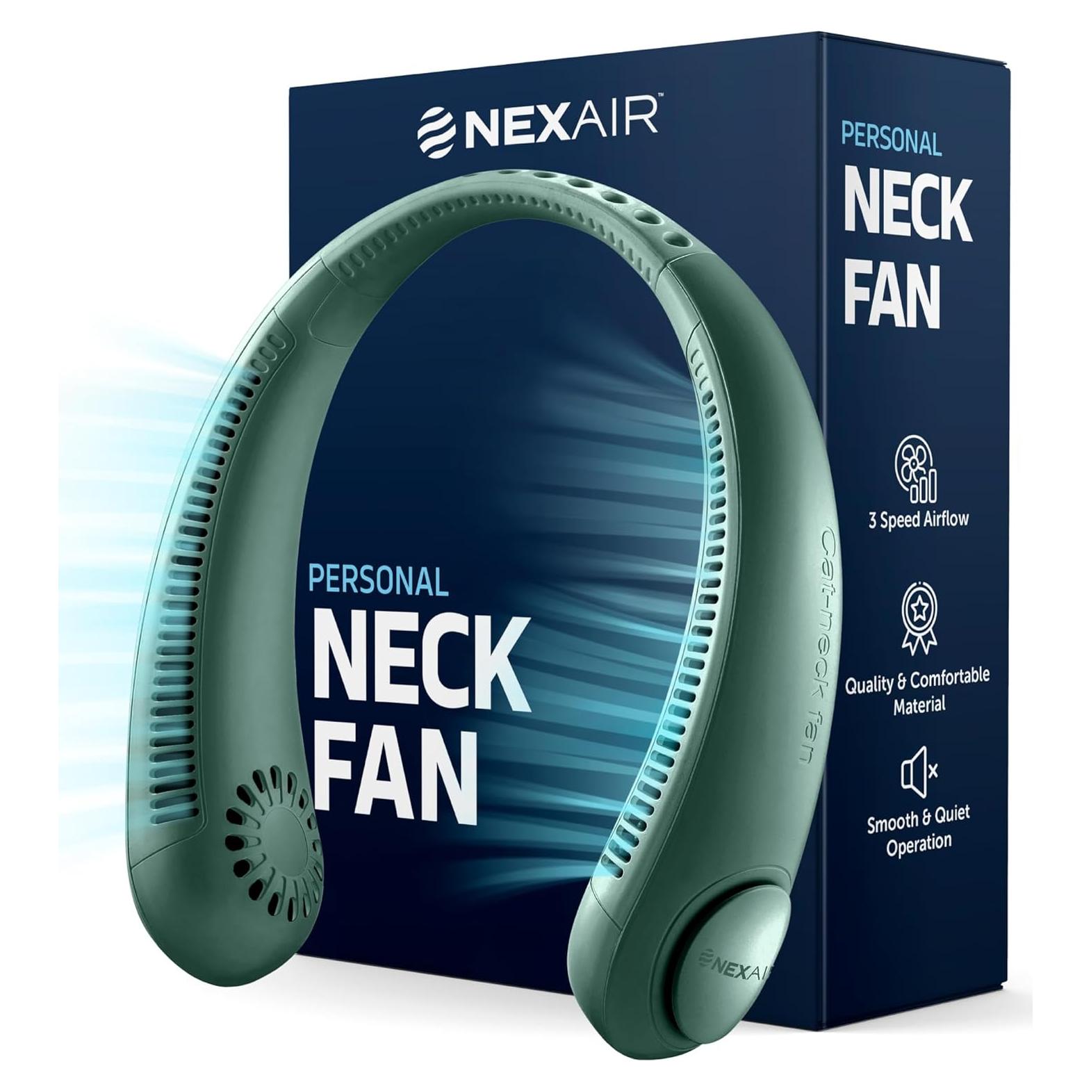 Ventilador de Cuello NEXAIR NF011-GR Verde Recargable 3 Velocidades